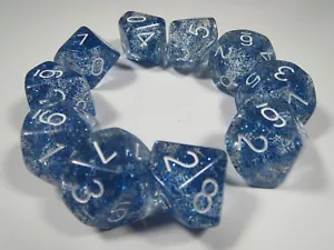 NEW RPG Dice Set of 10D10 - Glitter Blue - Picture 1 of 1