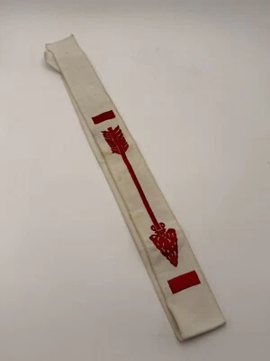 Vintage BSA Order of the Arrow Vigil Honor Sash Red Embroidery White Cloth - Image 1 of 4