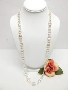 COLLAR VINTAGE DE CUENTAS DE VIDRIO AURORA ANUDADO A MANO LES BERNARD 30" - Imagen 1 de 2