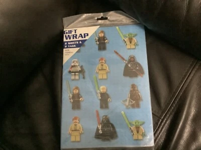 Lego Star Wars minifigures gift wrap 2 sheets and 2 tags  70 x 50 cm sealed pack - Image 1 of 4