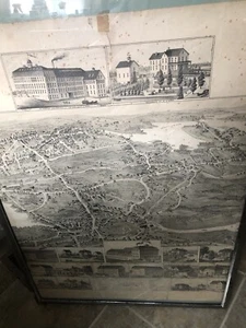 Antique Map Weymouth MA Illustrated Bird’s Eye Type 1880 Beck & Paul E H Bigelow - Picture 1 of 8