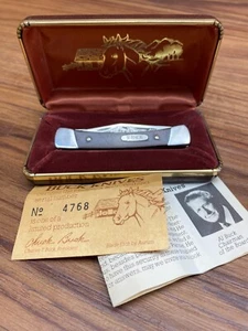 Buck Knives 709 Aurum etch Yearling Vintage 1980's Limited USA #4768 Horse Pony - Picture 1 of 14