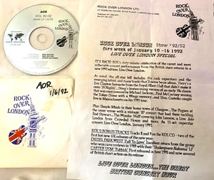 1/10/92 ROCK OVER LONDON MOST COLLECTABLE ALL LIVE BRITISH CONCERT PERFORMANCES - Picture 1 of 2