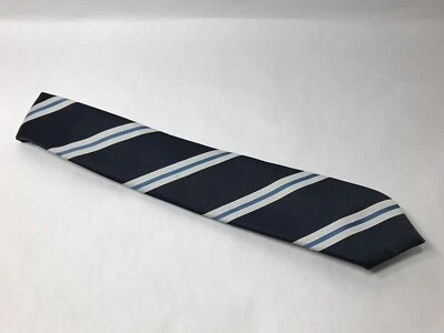 Corbata a rayas blanca azul marino de poliéster para hombre Marquis Foto 1 de 4