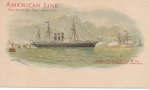 Raising The American Flag On The S.S. New York By President Harrison PMC - Picture 1 of 2