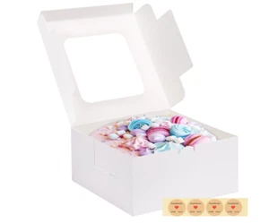 10x10x5 inches Cake Boxes 4 Pack with Window White Disposable Bakery Box - Picture 1 of 7