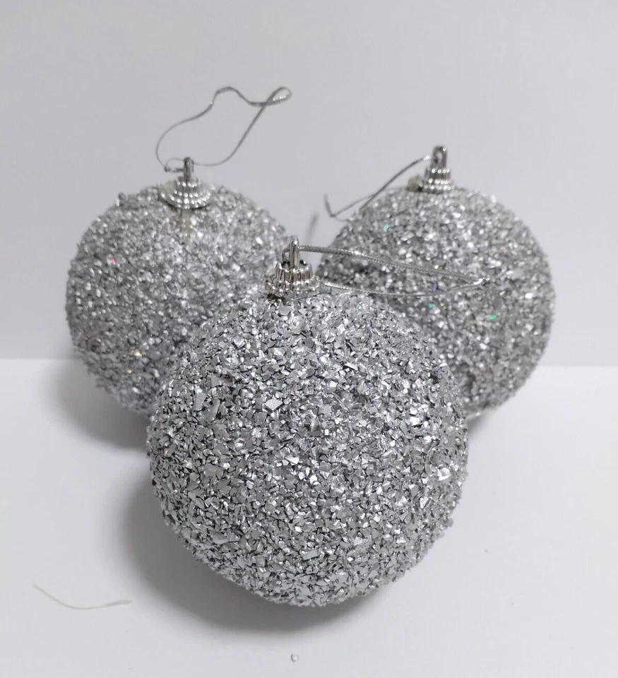 NATALE PALLINE VINTAGE ARGENTO 15 Pz 9 cm diam DECORAZIONI ADDOBBO ALBERO - Immagine 1 di 1