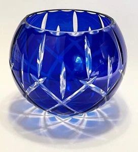 Vintage Gorham Cut Crystal Lady Anne Sapphire Blue Rose Bowl, Great Condition! - Picture 1 of 3