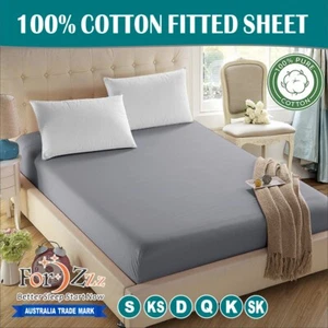 Perca 100% Pure Egyptian Cotton Fitted Bed Sheet Single/Double/Queen/King Size - Picture 1 of 20
