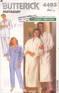 Butterick Pattern 4483 His/Her Robe and Pajamas-Very Easy  XS-S-M - Picture 1 of 4