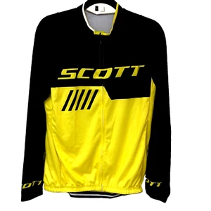 NWT SCOTT Cycling Jersey Jacket Men 2XL Full Zip Black Yellow Breathable Biking - Picture 1 of 5