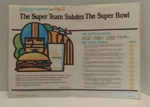 McDonalds Paper Placemat 10x14in NFL Superbowl vintage tray liner 1977 - Picture 1 of 5
