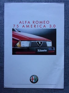 ALFA ROMEO 75 AMERICA 3.0 orig 1988 Swiss Mkt Sales Brochure - French text - Picture 1 of 5