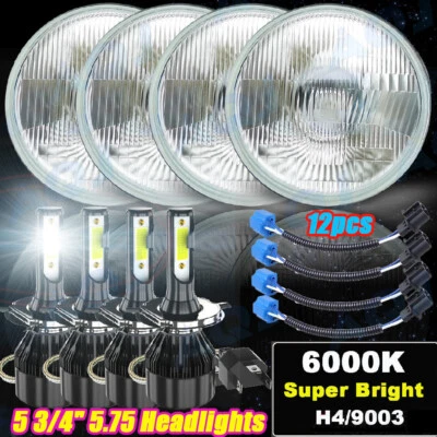 4PCS 5.75 5-3/4" Chrome LED Headlights For Cadillac DeVille 62-74 Calais 65-1974 - Imagem 1 de 4
