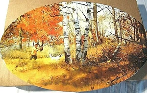 COLECCIÓN DE ARTE DEPORTIVO BRETT SMITH AL RAS EN OTOÑO PLATO OVALADO NUEVO EN CAJA BR500 - Imagen 1 de 7