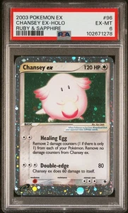PSA 6 Chansey ex 096/109 Ruby & Sapphire Holo Ereader Pokemon Card - Picture 1 of 2