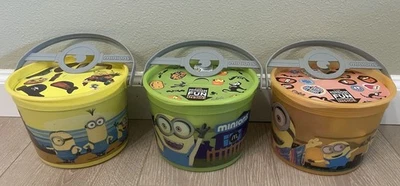 3 McDonald's Halloween Bucket Pail 2015 MINIONS w/Stickers & Toys Despicable Me - Image 1 of 4