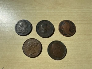 5 X Monete Miste Mezzo Penny Grandi Monete Rame ASTA NO RISERVA #4 - Foto 1 di 11