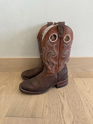 Boulet Womens Cowboy Boots 6.5 Square Toe Made in Canada Brown Leather Pull On - Image 1 of 4