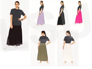 Women's Summer A Line Maxi Skirt 2 Pockets Pleated Frills High Waist Casual Wear - Picture 1 of 26
