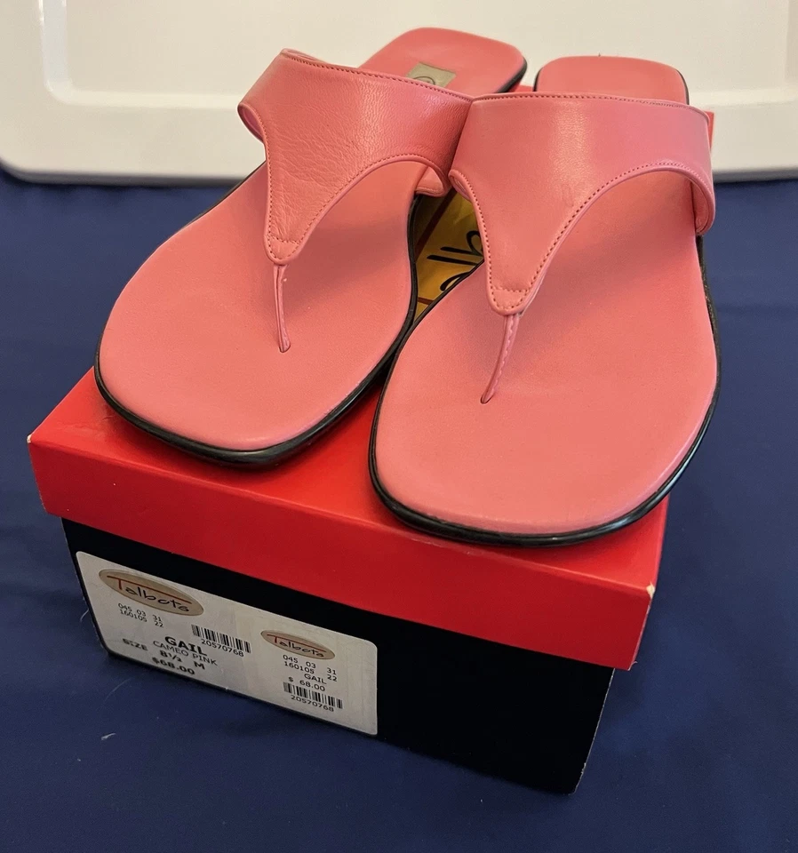 Sandalias Talbot's Damas Rosa Gail Talla 8.5 Cuero España Chanclas Nuevas En Caja Foto 1 de 4