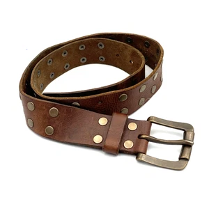 Cintura in pelle con borchie marrone Aeropostale piccolo rivetto Bling Rock stile cowgirl boho - Foto 1 di 8