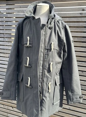 Chaqueta con Capucha Aigle Para Hombres Gris Oscuro Lona Anorak Acolchada Etiquetada Talla 44 Foto 1 de 4