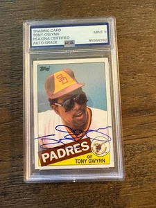 Tony Gwynn Padres 1985 Topps signed autographed baseball card PSA 9 AUTO - Picture 1 of 1