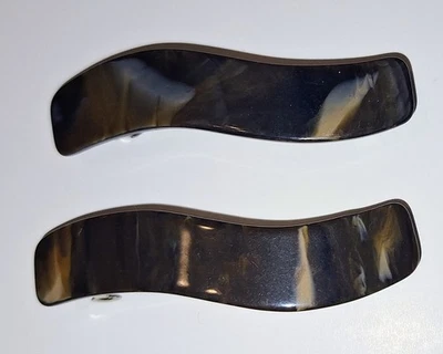 Par de pasadores vintage de caparazón de tortuga sintética de Taiwán con forma de barra ondulada de 2,5 pulgadas Foto 1 de 4