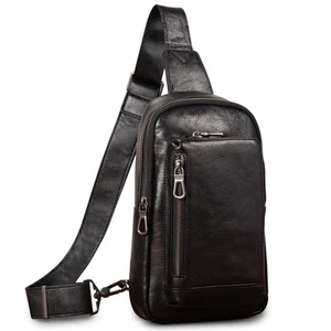 Genuine Leather Sling Bag for Men and Women Crossbody Shoulder Purse Chest Sl... - Picture 1 of 6