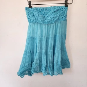 Túnica Y2K Free People sin tirantes tubo camiseta sin mangas azul fluida pequeña preppy bohemia - Imagen 1 de 4