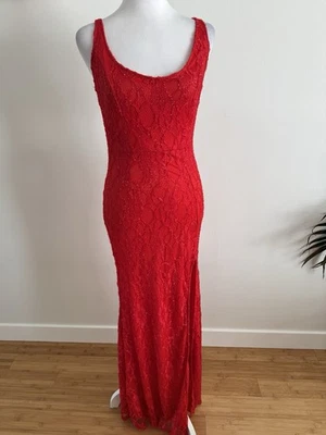 Vestido largo CBR rojo sin mangas con abertura talla mediana Foto 1 de 4