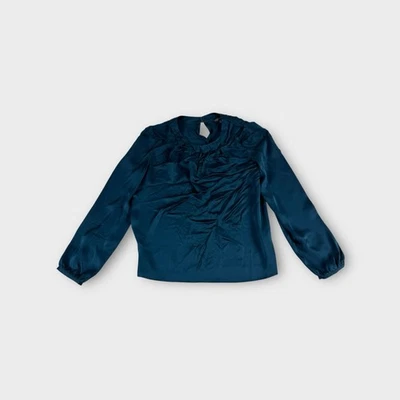 Sportscraft Jade Green Long Sleeve Silk Blouse Shirt Womens 12 - image 1 of 4