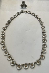 Vintage Anton Michelsen Daisy Sterling 925S AM Enamel 17.5” Necklace Denmark - Picture 1 of 11