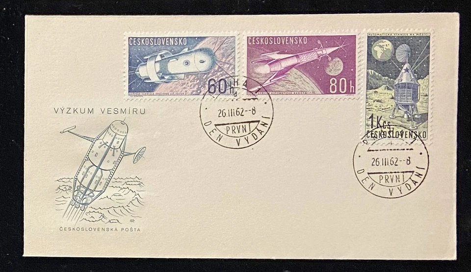 Propaganda stamps SPACE FDC Original Stamped Cover.1962.Soviet Czechoslovakia . - Image 1 of 1