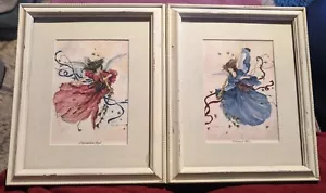 Peggy Reimel Abrams Watercolor Trumpet Angel Paintings Signed - Picture 1 of 13