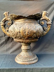 Große Bronze Cachepot Vase - Anfang 1900 - Krater - Zoomorphe Griffe - Bild 1 von 16