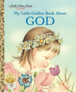 Little Golden Book About God Book Cover 8x10 Cotton Quilt &Craft FABRIC Block - Picture 1 of 1
