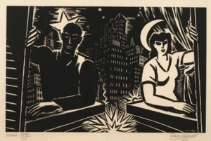 Vicini di Frans Masereel – 1919 xilografia espressionista arte contrasto sociale - Foto 1 di 2