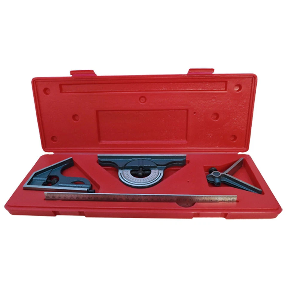 4 Pc 12'' Combination Square 4R Graduation Blade Head Square/Center/Protractor - Image 1 of 4