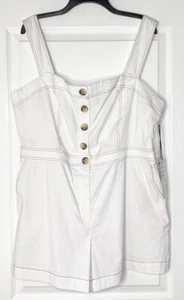 NICOLE MILLER White Shorts Romper Playsuit Jumpsuit Shorts Cotton Linen XL 14/16 - Picture 1 of 5