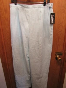 NWT WOMENS BON WORTH STRETCH WAIST TEAL WHITE STRIPE PANTS SIZE M INSEAM 30" - Picture 1 of 6