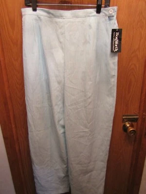 NWT WOMENS BON WORTH STRETCH WAIST TEAL WHITE STRIPE PANTS SIZE M INSEAM 30"  - Image 1 of 4