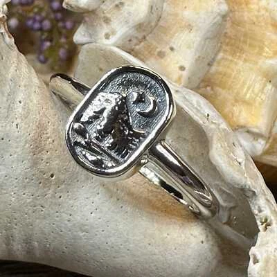 Mountain Ring Nature Hiker Forest Minimalist Moon Ladies Ring 925 - Image 1 of 4