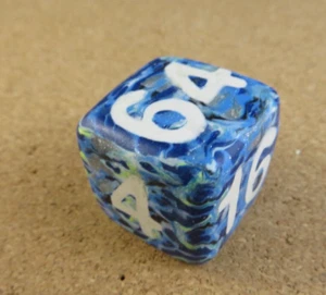 Jena's Handmade Backgammon Doubling Cube Blue White Tie Dye One of A Kind #236 - Picture 1 of 9