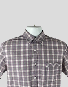 Camisa a Cuadros James Campbell Para Hombre Mediana Informal Manga Corta Abotonada - Imagen 1 de 12