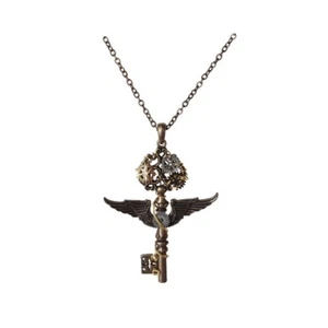 STEAMPUNK HEART KEY Necklace Gearwork Pendant steam punk gear jewelry jewellery - Picture 1 of 1