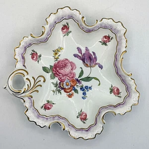 Vintage - Porzellan Gebäck Schale Wiesenblumen und Goldrand - Imagen 1 de 4