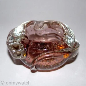 Cenicero De Colección MURANO 🇮🇹 Arquímedes SEGUSO ArT GLaSs Italia ORO 24k Aventurina 4" - Imagen 1 de 12