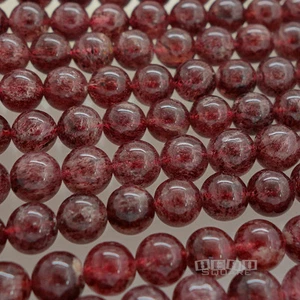 "Cuentas redondas de cuarzo fresa natural rojo oscuro rosa oscuro de 15" ap. 8mm #21168 - Imagen 1 de 2